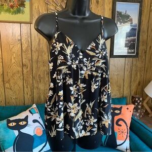 Naked Zebra Tropical Floral Ruffle Camisole Tank Top